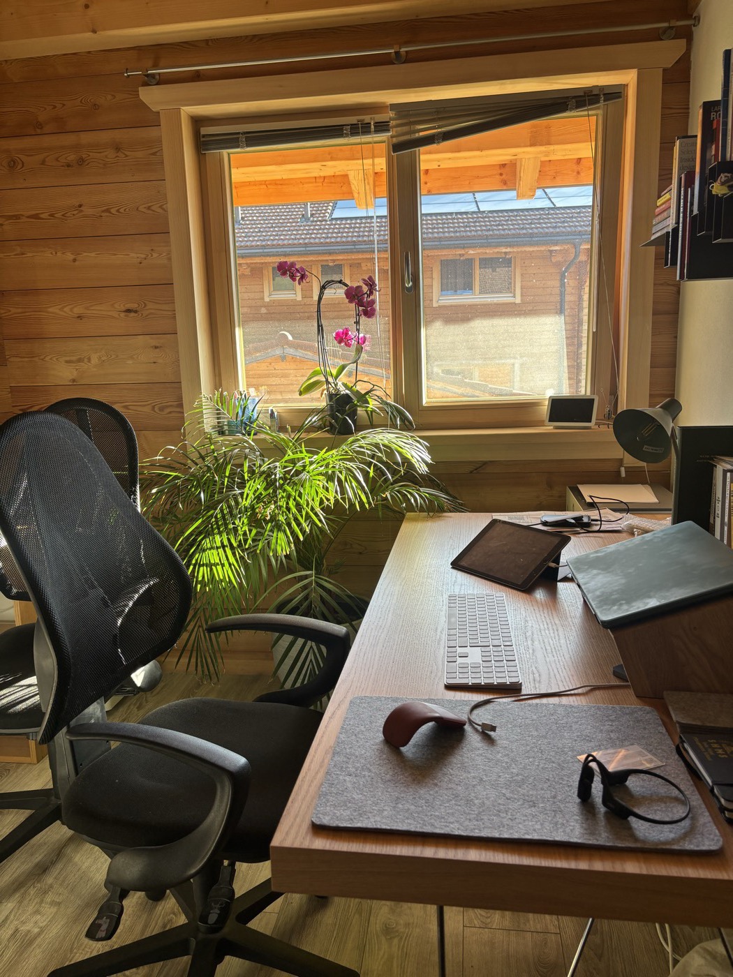Rachel's workspace in Leysin, Switzerland